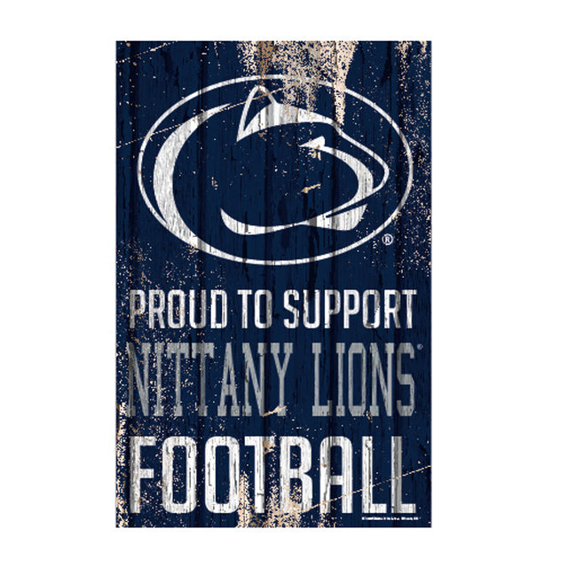 Letrero de madera de 11 x 17 de los Penn State Nittany Lions. Orgullosos de apoyar el diseño