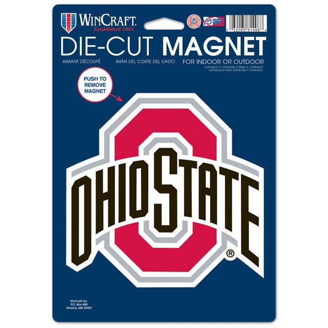 Imán de los Ohio State Buckeyes de 6,25 x 9 con diseño de logotipo troquelado