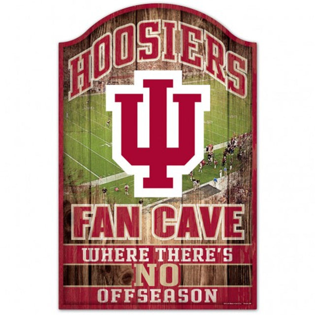 Letrero de madera de 11 x 17 de Indiana Hoosiers con diseño de cueva para fanáticos