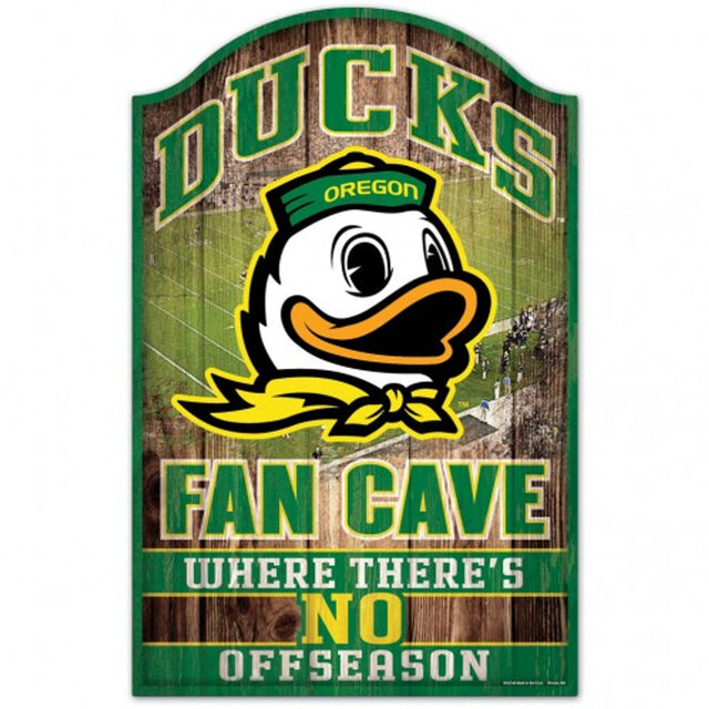 Letrero de madera de 11 x 17 de Oregon Ducks con diseño de cueva de abanico