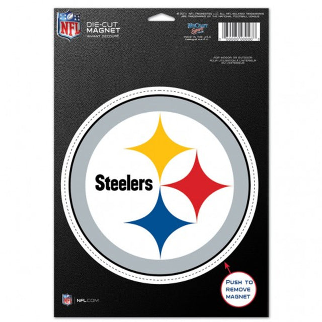 Imán de los Pittsburgh Steelers de 6,25 x 9 pulgadas con diseño de logotipo troquelado