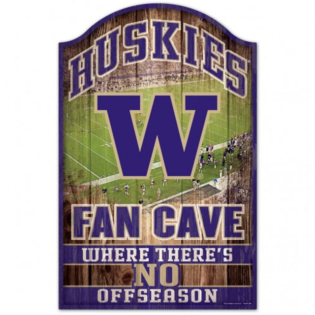 Letrero de madera de 11 x 17 de Washington Huskies con diseño de cueva de abanico