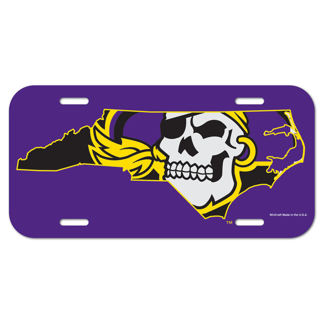 Placa de matrícula de plástico de los Piratas de East Carolina con diseño de logotipo del estado pirata