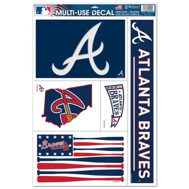 Calcomanía de los Atlanta Braves de 11 x 17, multiusos, 5 piezas, alternativa