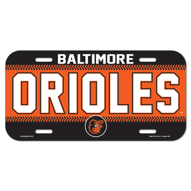 Baltimore Orioles License Plate Plastic