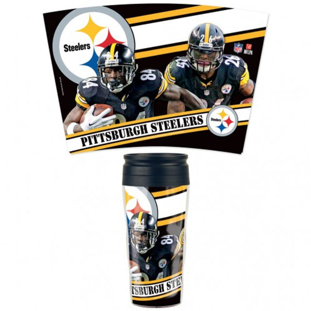 Taza de viaje de 16 oz de los Pittsburgh Steelers