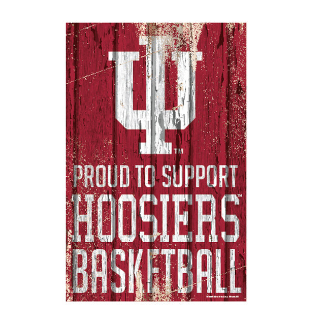 Letrero de madera de 11 x 17 de Indiana Hoosiers. Orgulloso de apoyar el diseño