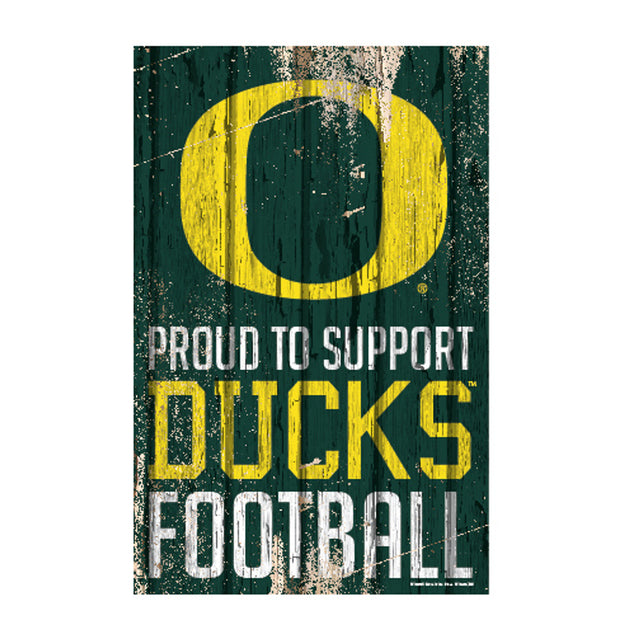 Letrero de madera de 11 x 17 de los Oregon Ducks. Orgulloso de apoyar el diseño