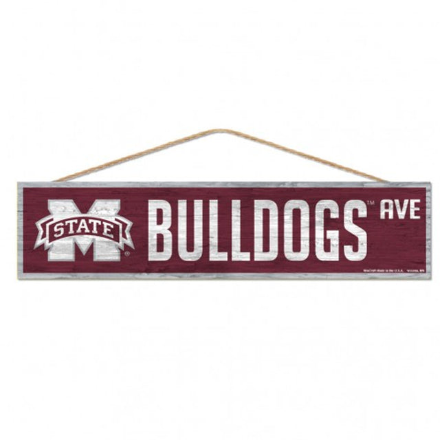 Letrero de los Mississippi State Bulldogs de 4 x 17 pulgadas con diseño de Wood Avenue