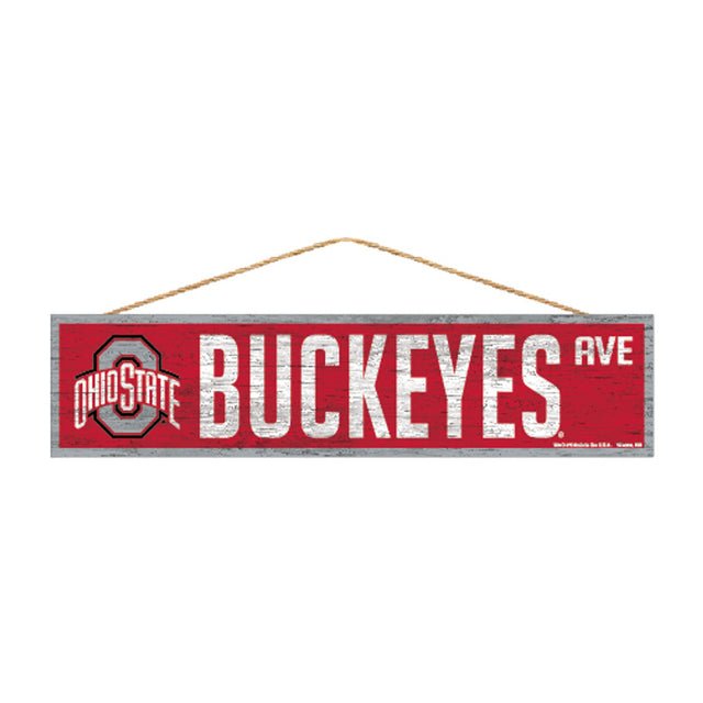 Letrero de los Ohio State Buckeyes de 4 x 17 pulgadas con diseño de Wood Avenue