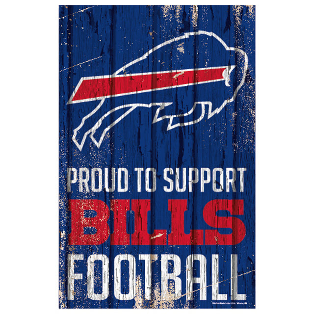 Letrero de madera de 11 x 17 de los Buffalo Bills. Orgulloso de apoyar el diseño