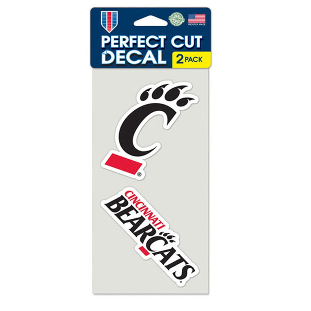 Juego de 2 calcomanías de los Cincinnati Bearcats, corte perfecto, 4 x 4