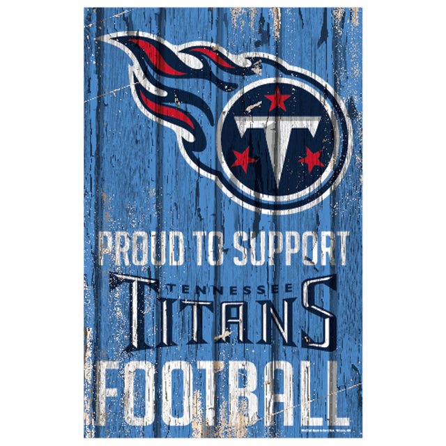 Cartel de madera de 11 x 17 de los Tennessee Titans. Orgullosos de apoyar el diseño