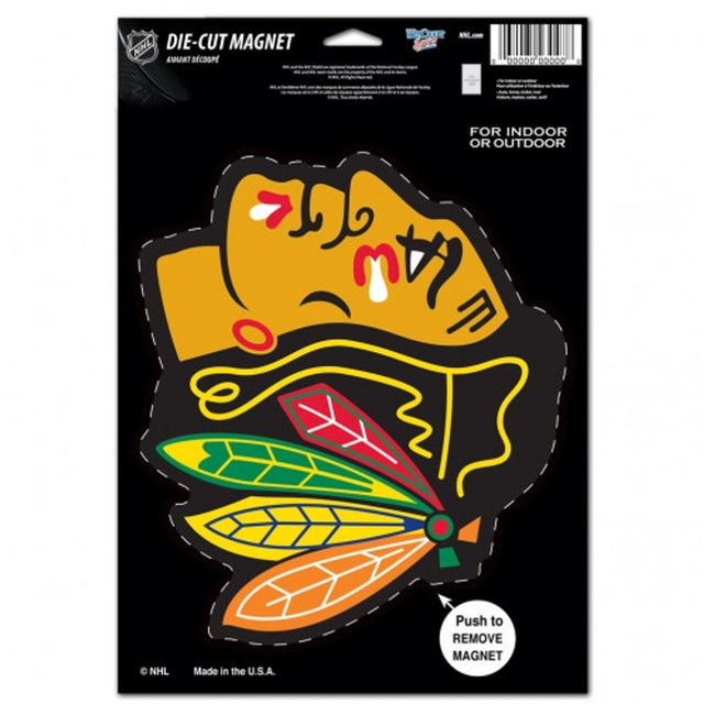 Imán de los Chicago Blackhawks de 6,25 x 9 pulgadas con diseño de logotipo troquelado