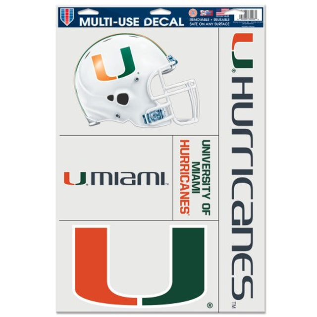 Calcomanía Ultra de los Miami Hurricanes de 11 x 17 pulgadas