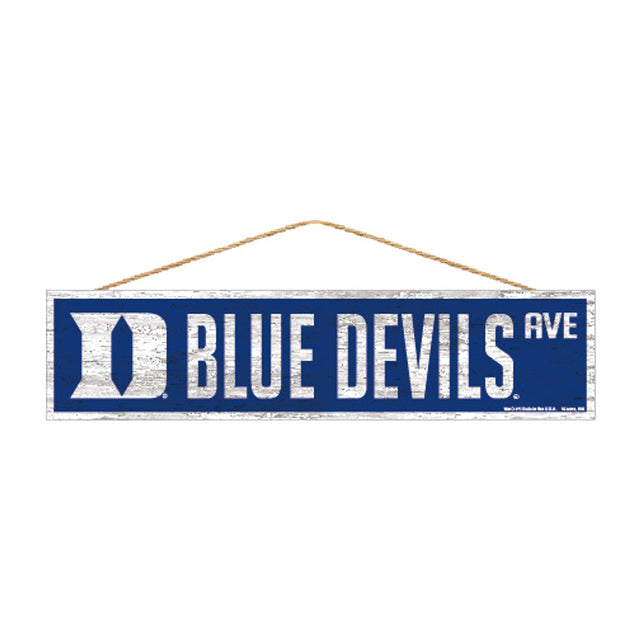 Letrero de los Duke Blue Devils de 4 x 17 pulgadas con diseño de Wood Avenue