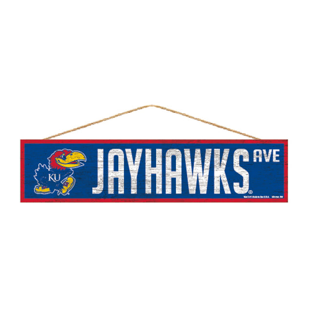 Letrero de los Kansas Jayhawks de 4 x 17 pulgadas con diseño de Wood Avenue