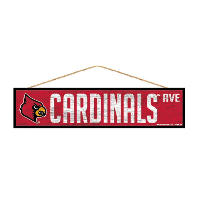 Letrero de los Cardenales de Louisville de 4 x 17 pulgadas con diseño de Wood Avenue