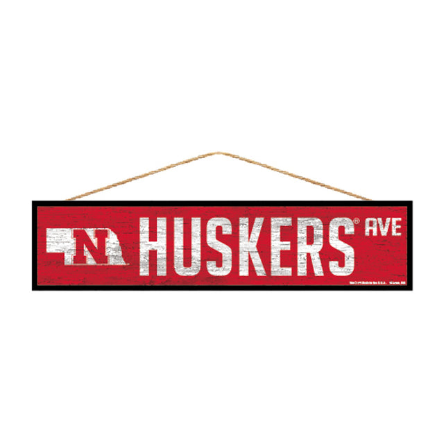 Letrero de los Nebraska Cornhuskers de 4 x 17 pulgadas con diseño de Wood Avenue