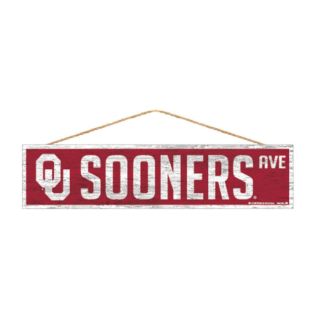 Letrero de los Oklahoma Sooners de 4 x 17 pulgadas con diseño de Wood Avenue