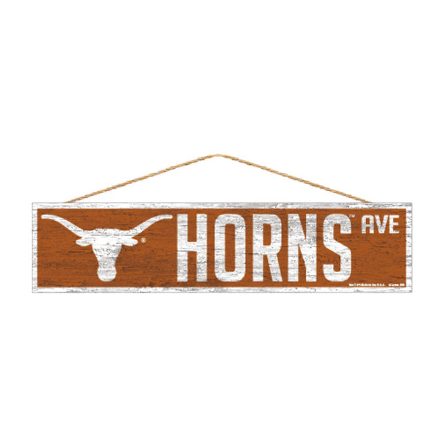 Letrero de los Texas Longhorns de 4 x 17 pulgadas con diseño de Wood Avenue