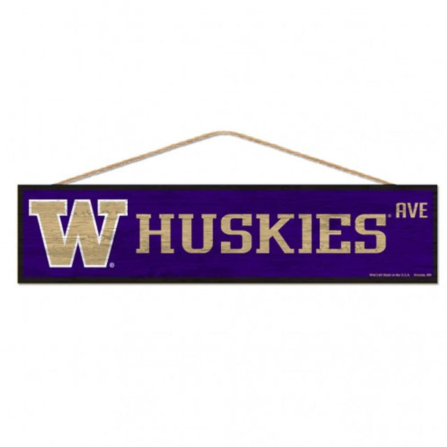 Letrero de los Washington Huskies de 4 x 17 pulgadas con diseño de Wood Avenue