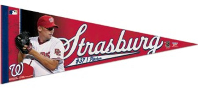 Banderín de los Washington Nationals de 12 x 30 pulgadas, estilo premium, diseño de Stephen Strasburg