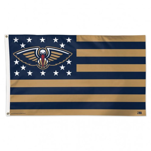 Bandera de los New Orleans Pelicans de 3 x 5 pulgadas, estilo de lujo, diseño de estrellas y rayas