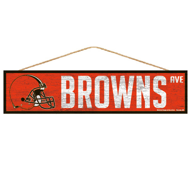 Letrero de los Cleveland Browns de 4 x 17 pulgadas con diseño de Wood Avenue