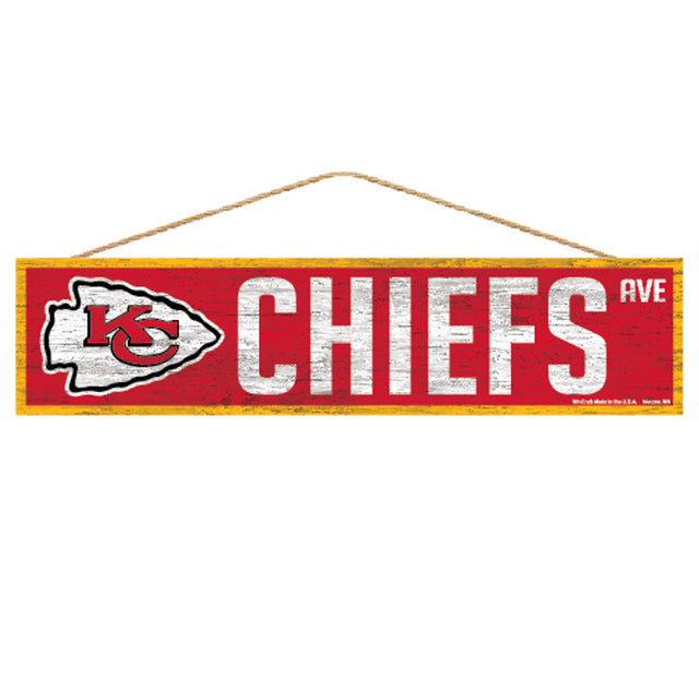 Letrero de los Kansas City Chiefs de 4 x 17 pulgadas con diseño de Wood Avenue