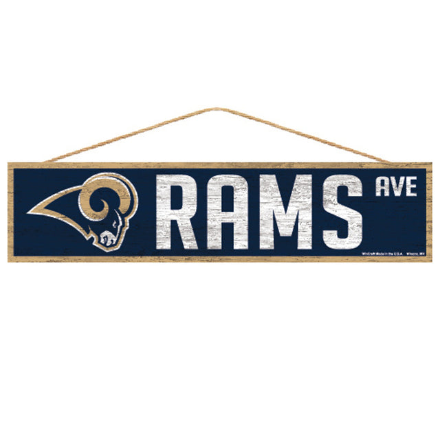 Letrero de los Rams de Los Ángeles de 4 x 17 pulgadas con diseño de Wood Avenue