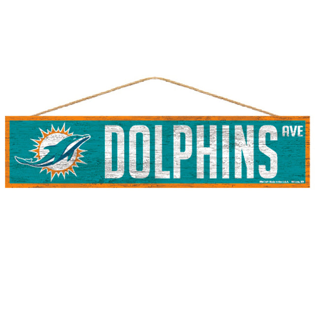 Letrero de los Miami Dolphins de 4 x 17 pulgadas con diseño de Wood Avenue