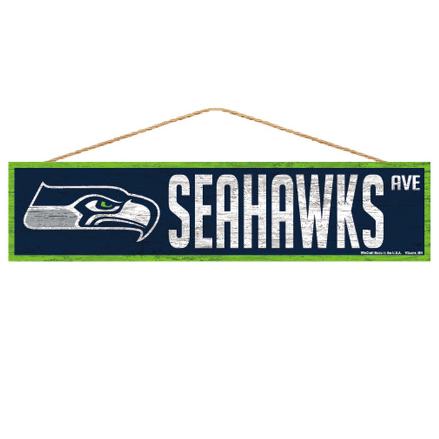 Letrero de los Seattle Seahawks de 4 x 17 pulgadas con diseño de Wood Avenue