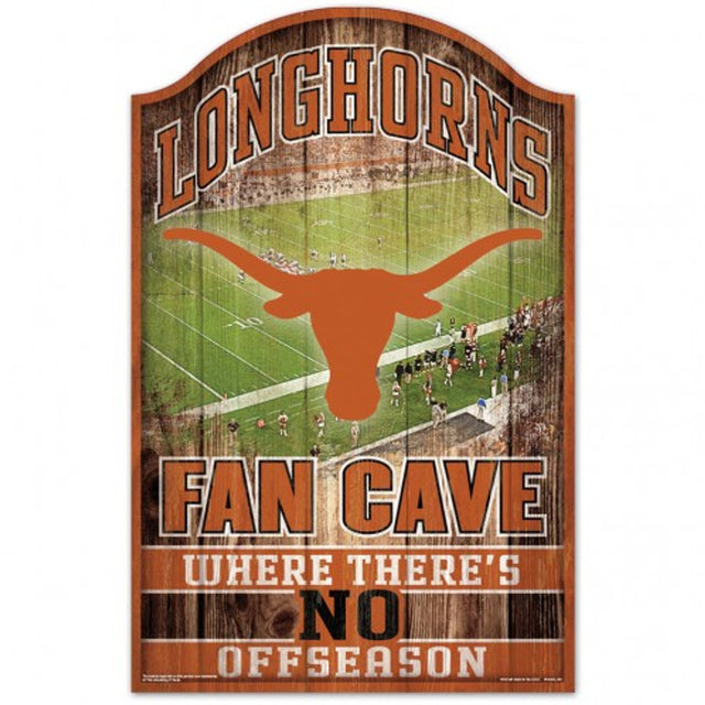 Letrero de madera de 11 x 17 de Texas Longhorns con diseño de cueva