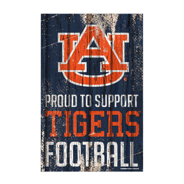 Letrero de madera de 11 x 17 de los Auburn Tigers. Orgulloso de apoyar el diseño