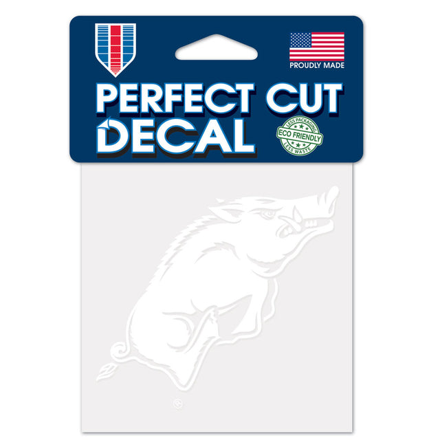 Arkansas Razorbacks Decal 4x4 Perfect Cut White