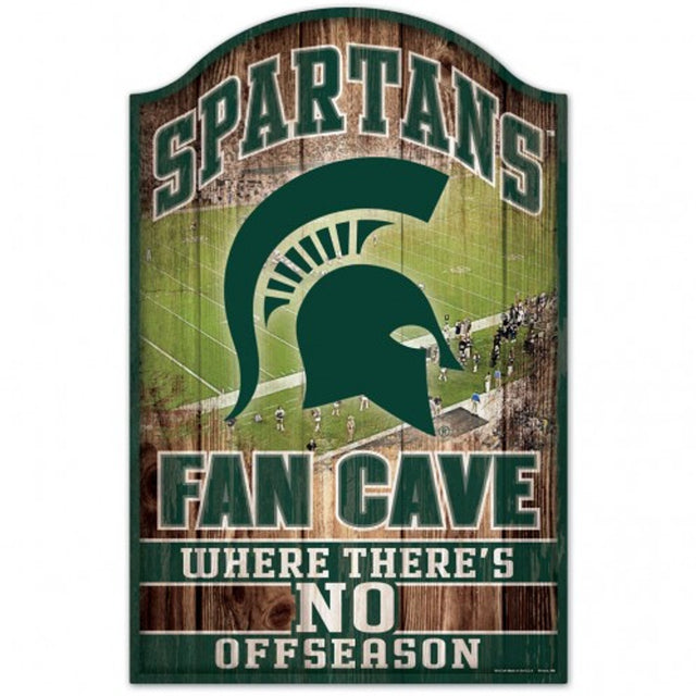 Letrero de madera de 11 x 17 de los Spartans de Michigan State con diseño de cueva para fanáticos