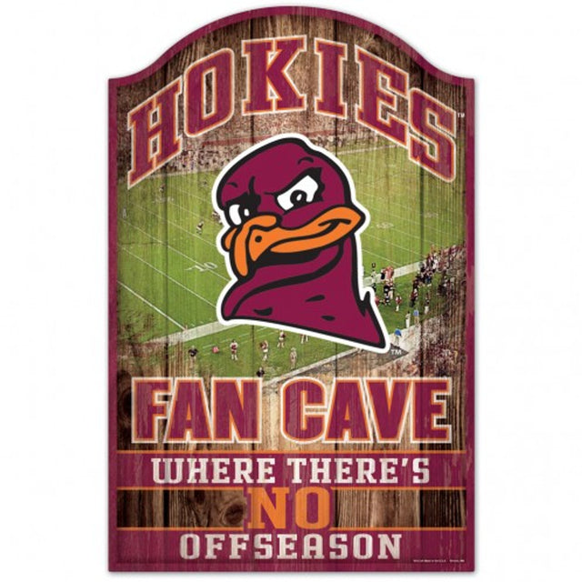 Letrero de madera de 11 x 17 de Virginia Tech Hokies con diseño de cueva para fanáticos