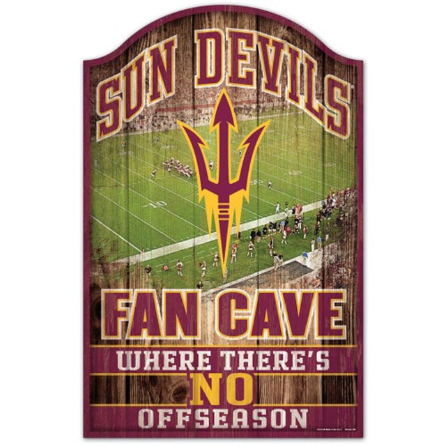 Letrero de madera de 11 x 17 de Arizona State Sun Devils con diseño de cueva para fanáticos