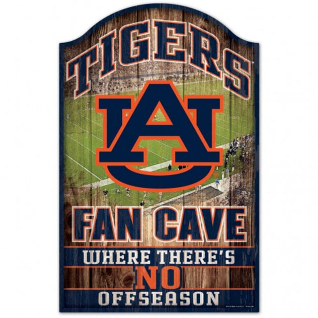 Letrero de madera de 11 x 17 de los Auburn Tigers con diseño de cueva para fanáticos