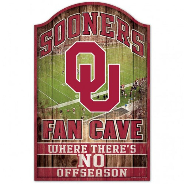 Letrero de madera de 11 x 17 de los Oklahoma Sooners con diseño de cueva para fanáticos