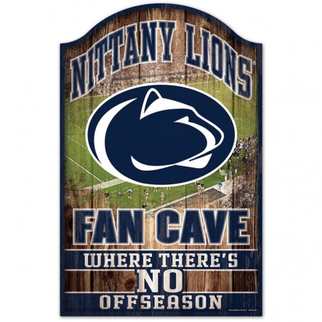 Letrero de madera de 11 x 17 de los Penn State Nittany Lions con diseño de cueva para fanáticos