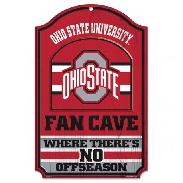 Letrero de madera de Ohio State Buckeyes: diseño de cueva para fanáticos de 11" x 17"