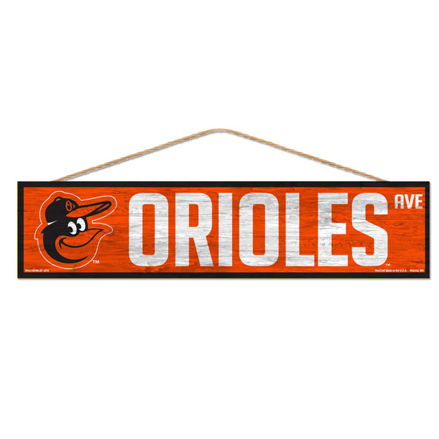 Letrero de los Baltimore Orioles de 4 x 17 pulgadas con diseño de Wood Avenue