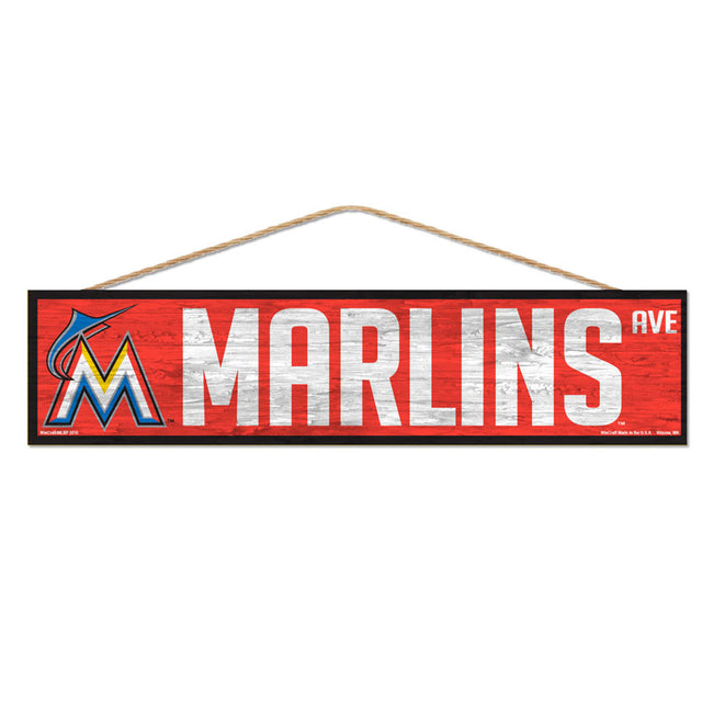 Letrero de los Miami Marlins de 4 x 17 pulgadas con diseño de Wood Avenue