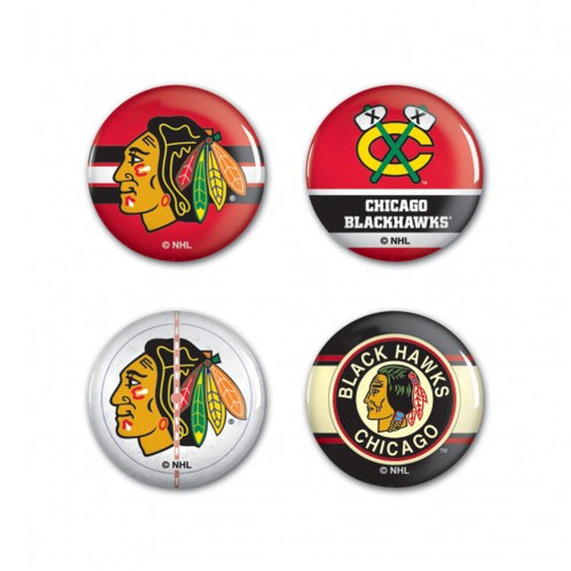 Paquete de 4 botones de los Chicago Blackhawks