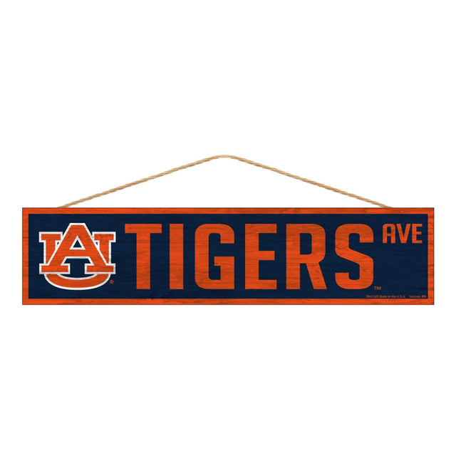 Letrero de los Auburn Tigers de 4 x 17 pulgadas con diseño de Wood Avenue