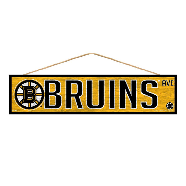 Letrero de los Boston Bruins de 4 x 17 pulgadas con diseño de Wood Avenue