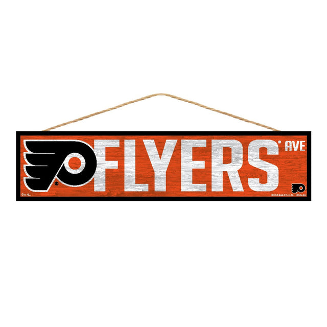 Letrero de los Philadelphia Flyers de 4 x 17 pulgadas con diseño de Wood Avenue