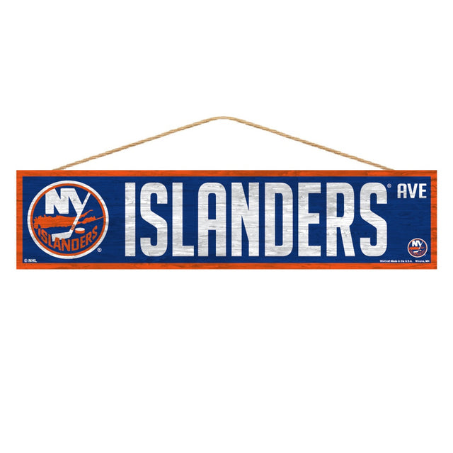 Letrero de los New York Islanders de 4 x 17 pulgadas con diseño de Wood Avenue